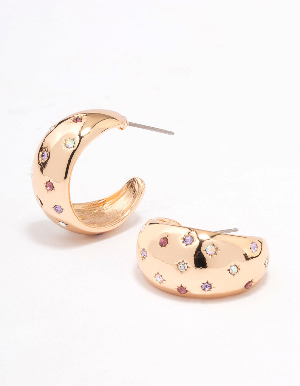 Gold Celestial Star Chunky Hoop Earrings