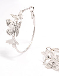 Silver Fine Butterfly Hoop Earrings - link has visual effect only