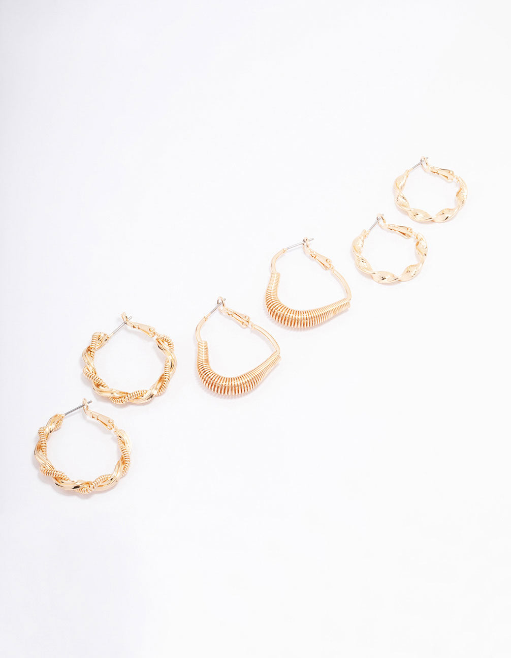 Gold Coil Heart Hoop Earring 3-Pack