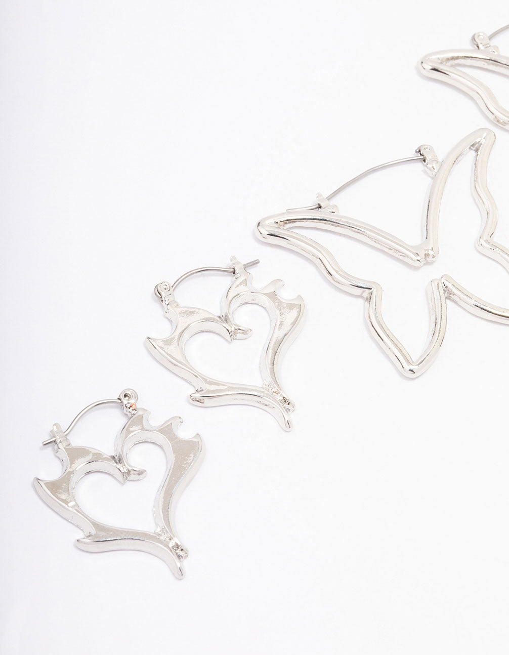 Silver Butterfly Twisted Hoop Earring 3-Pack