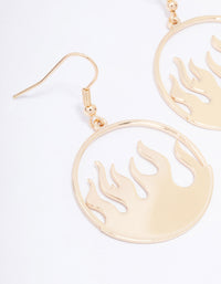Gold Round Flame Drop Earrings - link has visual effect only