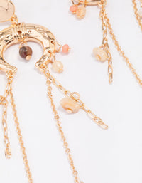 Gold Crescent Stone Drop Earrings - link has visual effect only