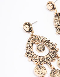 Antique Gold Coin Droplet Earrings - link has visual effect only