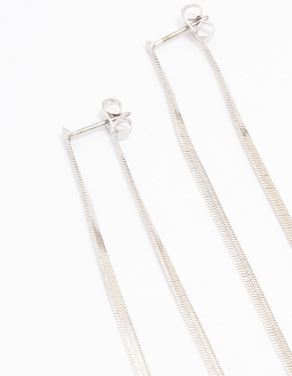 Silver Snake Chain Drop Earrings