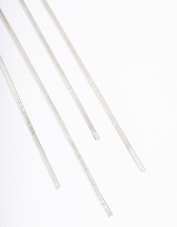 Silver Snake Chain Drop Earrings