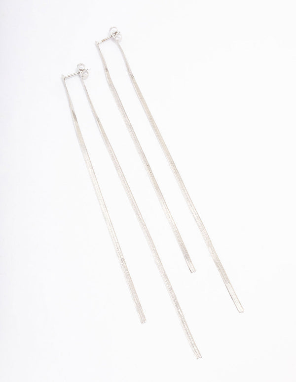 Silver Snake Chain Drop Earrings