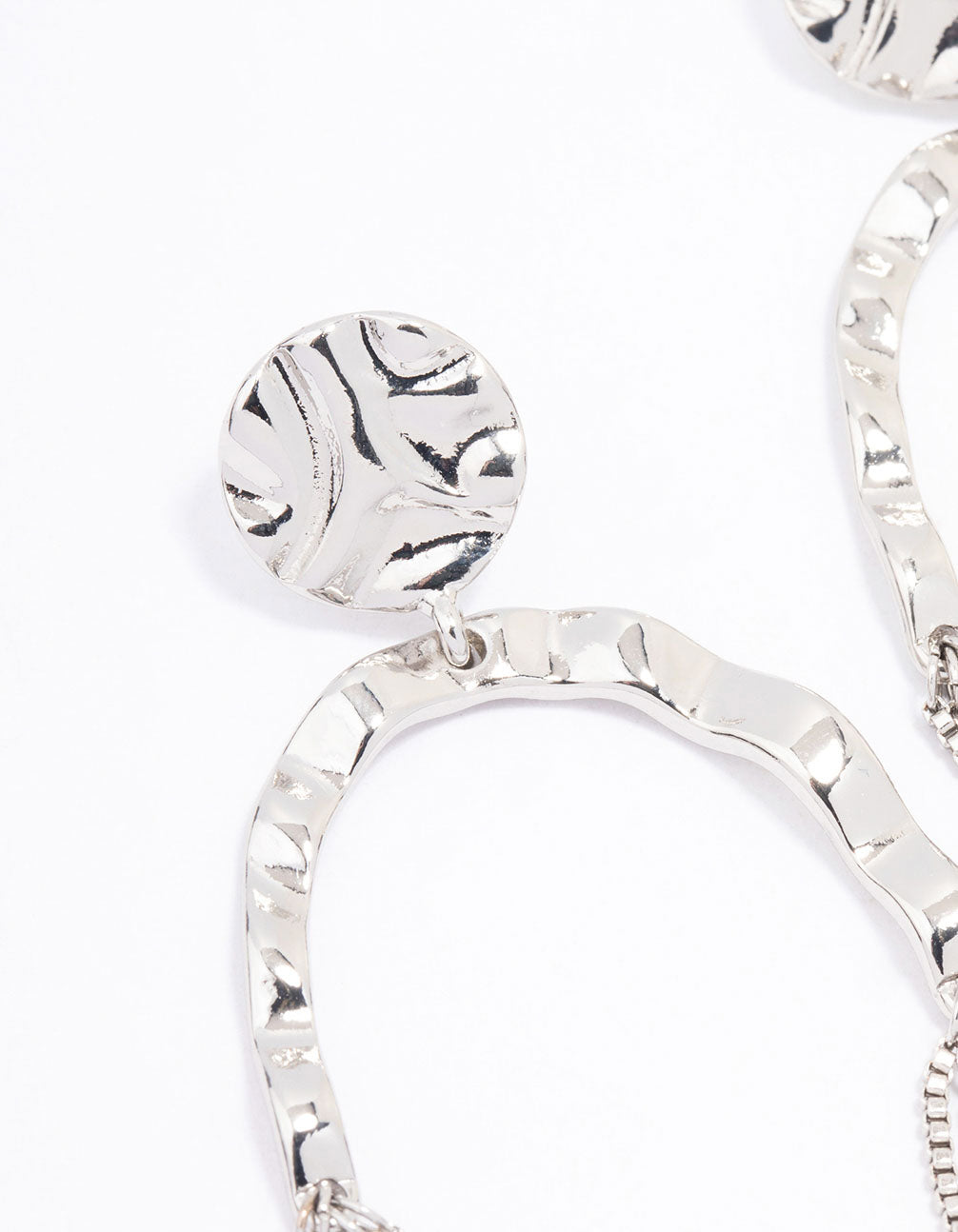 Silver Round Hanging Chain Drop Earrings