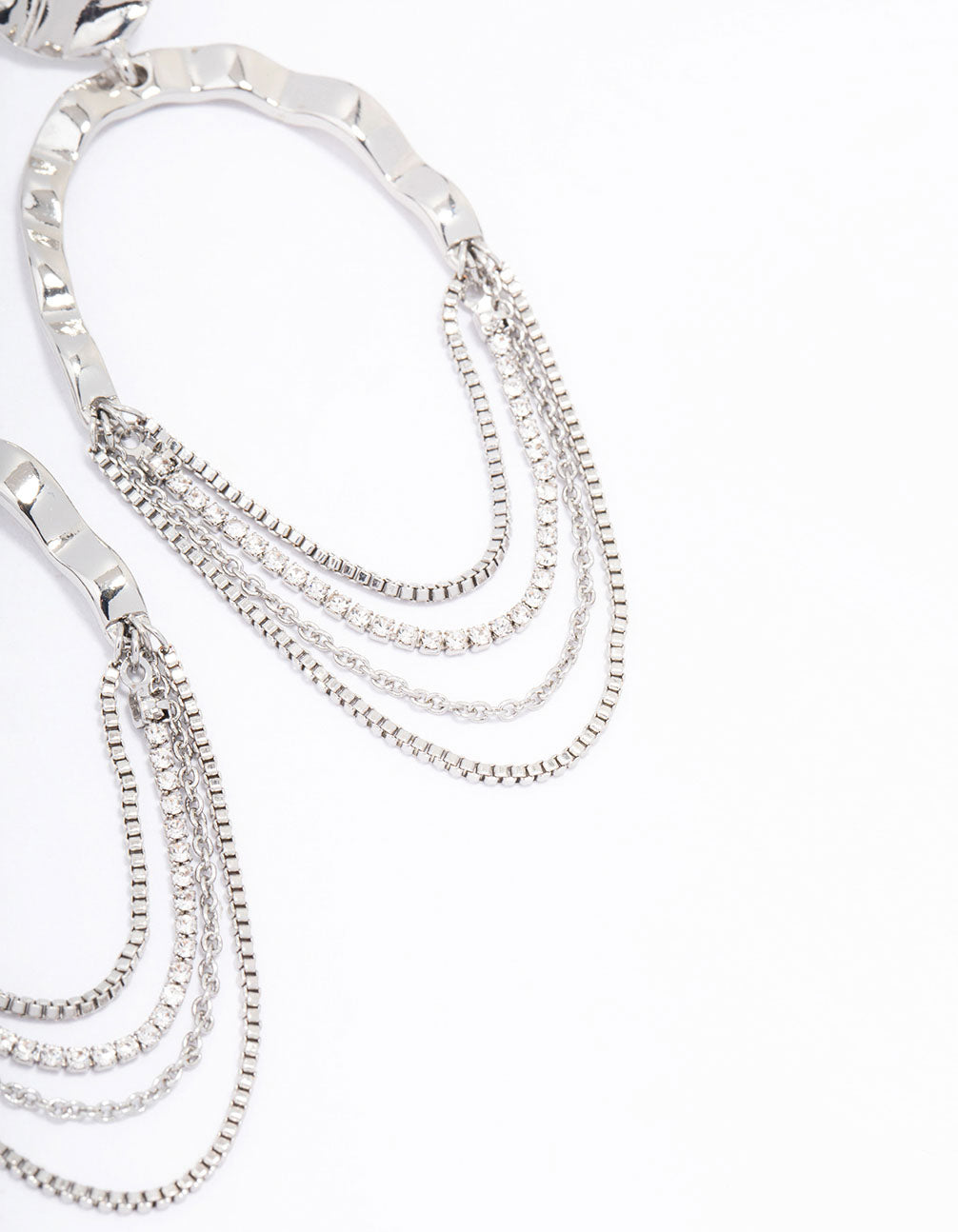 Silver Round Hanging Chain Drop Earrings