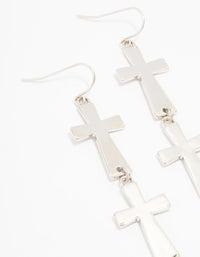 Silver Double Cross Drop Earrings - link has visual effect only