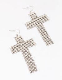 Silver Flowing Cross Drop Earrings - link has visual effect only