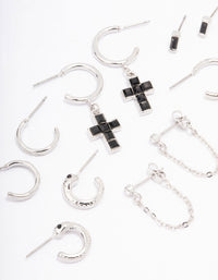 Silver Snake Cross Earring 6-Pack - link has visual effect only