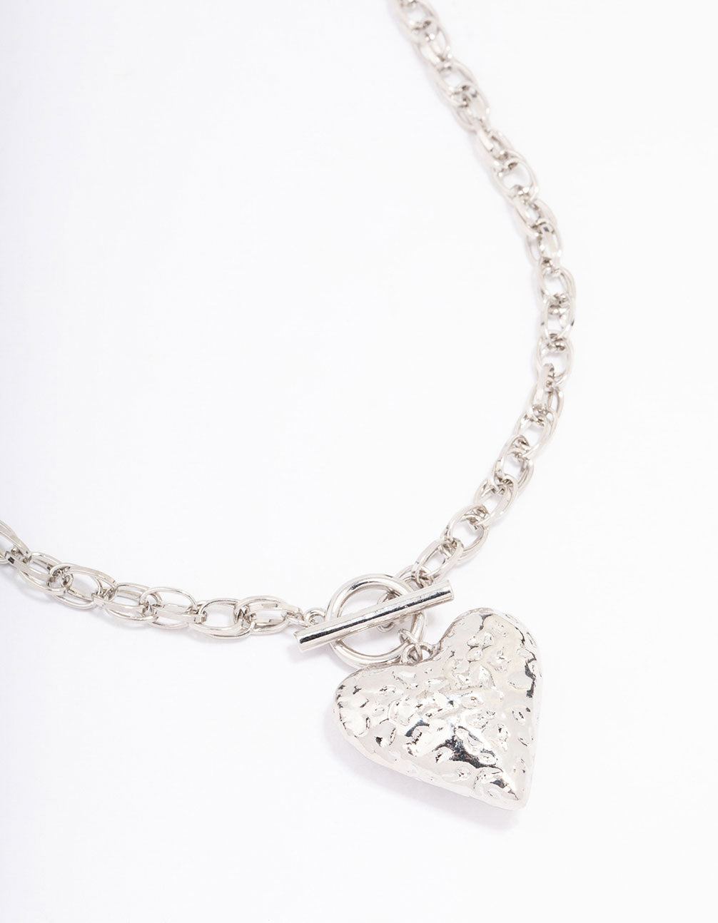 Silver Filigree Puffy Heart Necklace