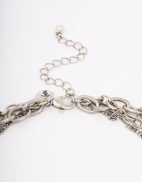 Antique Silver Butterfly Cross Stone Layered Necklace - link has visual effect only