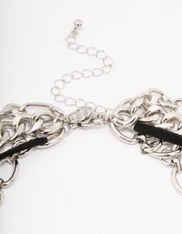Silver Puffy Heart Layered Mixed Chain Necklace - link has visual effect only