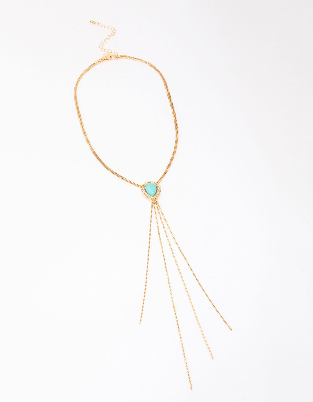Gold Turquoise Stone Bolo Chain Necklace