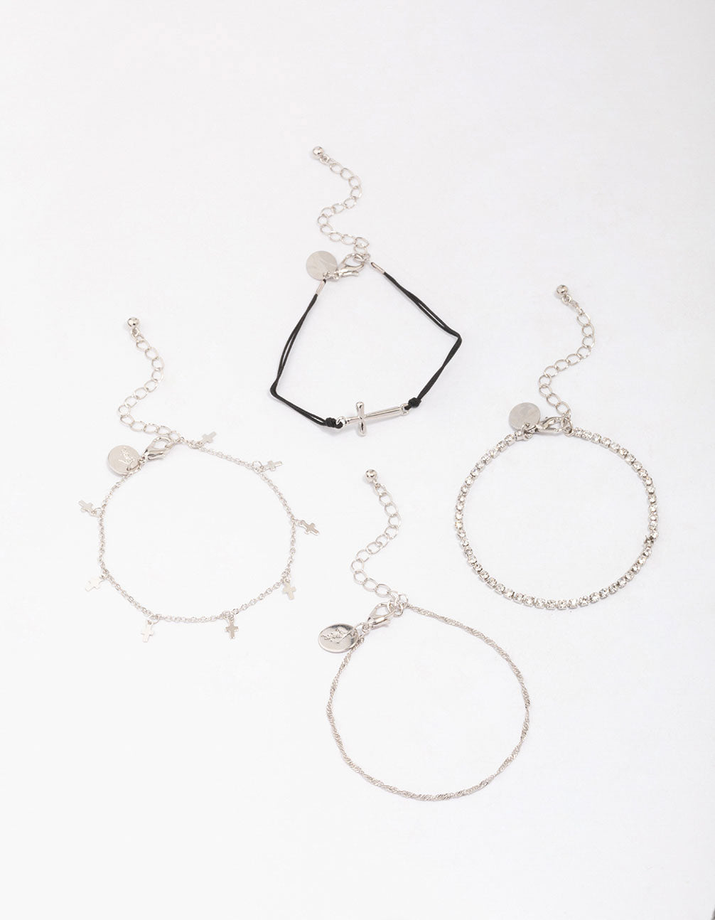 Silver Mini Cross Bracelet 4-Pack