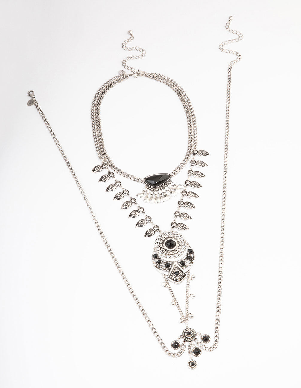 Antique Silver Round Crescent Body Chain