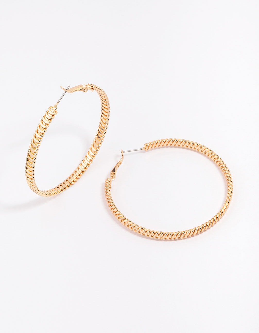 Gold Flat Coil Hoop Earrings