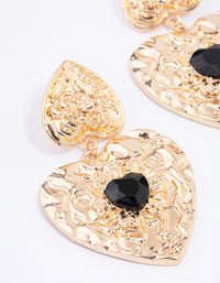 Gold Double Heart Stone Drop Earrings - link has visual effect only