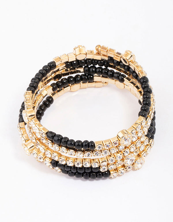 Black & Gold Wrapped Diamante Bracelet