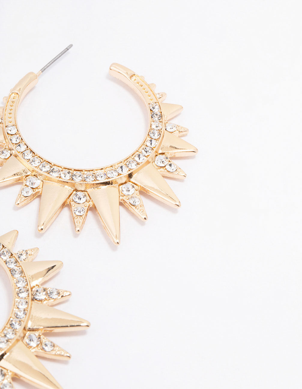 Gold Small Pointed Spike Hoop Earrings