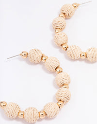 Gold Ball Raffia Large Hoop Earrings - link has visual effect only