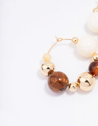Gold Chunky Neutral Beaded Hoop Earrings - link has visual effect only