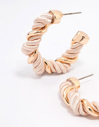 Gold Fabric Twisted Fabric Hoop Earrings - link has visual effect only