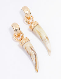 Gold Acrylic Marble Tusk Drop Earrings - link has visual effect only