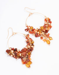 Gold Amber Beaded Circle Drop Earrings - link has visual effect only