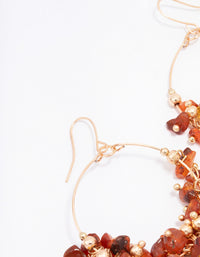 Gold Amber Beaded Circle Drop Earrings - link has visual effect only