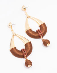 Gold & Brown Drop Earrings - link has visual effect only