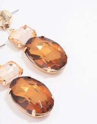 Gold Molten Amber Stone Statement Drop Earrings - link has visual effect only