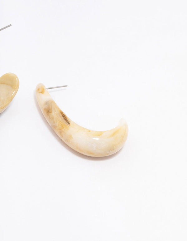 Gold Acrylic Long Teardrop Hoop Earrings