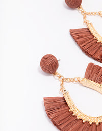 Gold Raffia Fan Drop Earrings - link has visual effect only