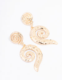 Gold Hammered Twisted Drop Earrings - link has visual effect only