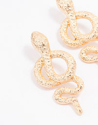 Gold Hammered Twisted Snake Drop Earrings - link has visual effect only
