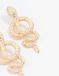 Gold Hammered Twisted Snake Drop Earrings - link has visual effect only