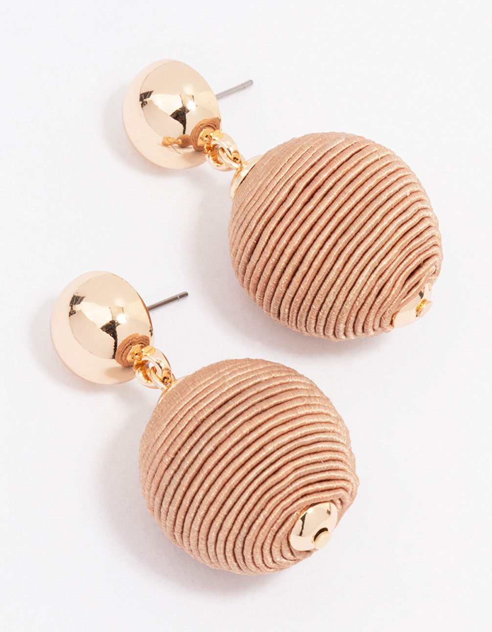 Gold Neutral Thread Ball Drop Earrings