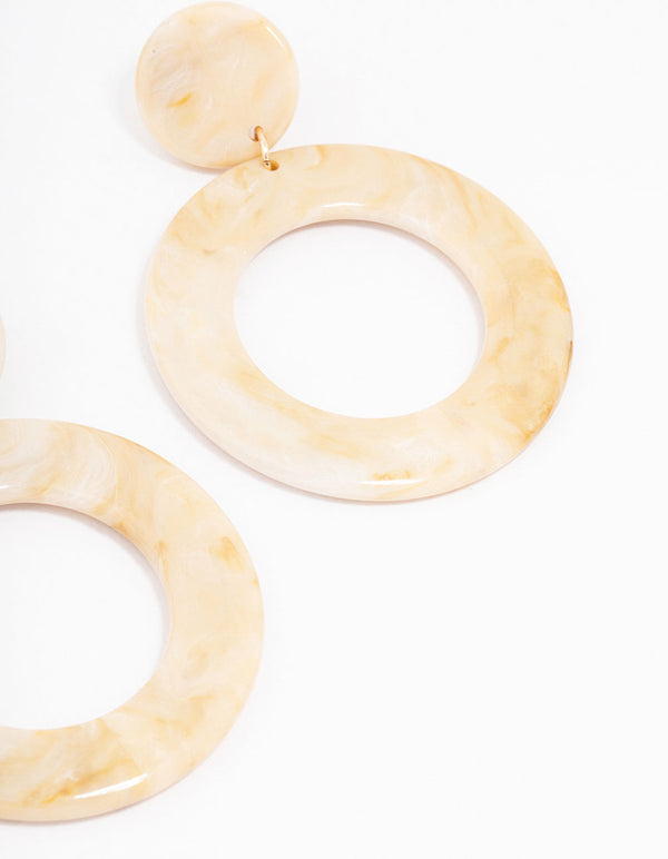 Acrylic Marble Circular Drop Earrings