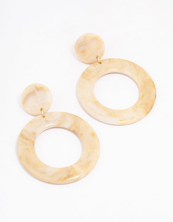 Acrylic Marble Circular Drop Earrings