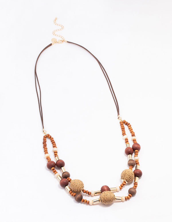 Gold Mixed Beaded Layered Necklace