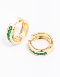 Gold Plated Cubic Zirconia Encased Huggie Earrings - link has visual effect only