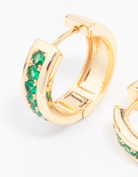 Gold Plated Cubic Zirconia Encased Huggie Earrings - link has visual effect only