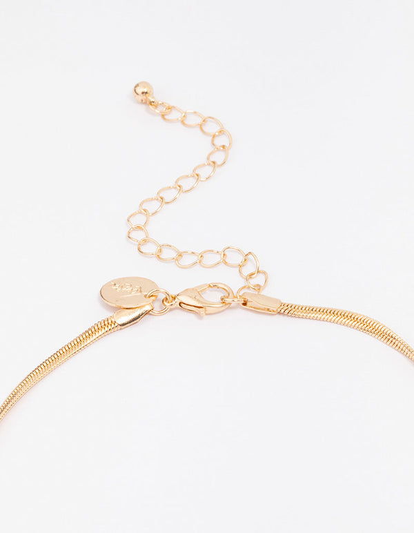 Gold Plated Classic Cubic Zirconia Baguette Pendant Necklace