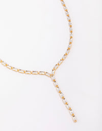 Gold Plated Baguette Lariat Chain Necklace - link has visual effect only