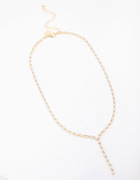 Gold Plated Baguette Lariat Chain Necklace - link has visual effect only