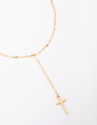 Gold Plated Cable Cross Lariat Necklace - link has visual effect only
