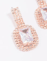 Rose Gold Emerald-Cut Diamante Drop Earrings - link has visual effect only