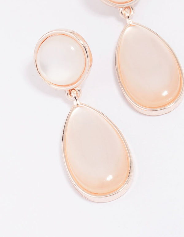 Rose Gold Double Cat Eye Drop Earrings